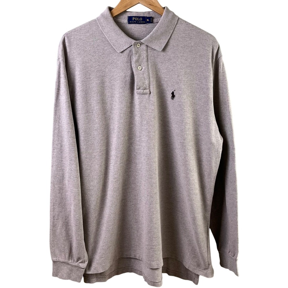 Polo Ralph Lauren Light‎ Tan Long Sleeve Polo Cotton Button Shirt Brown Pony XL